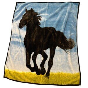 Collection Boutique Twin-Size Black Horse Throw Blanket